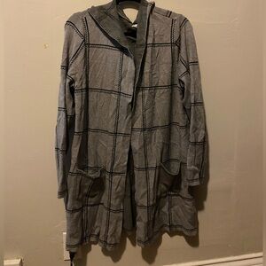 Gray Plaid 89th & Madison Hooded Cardigan